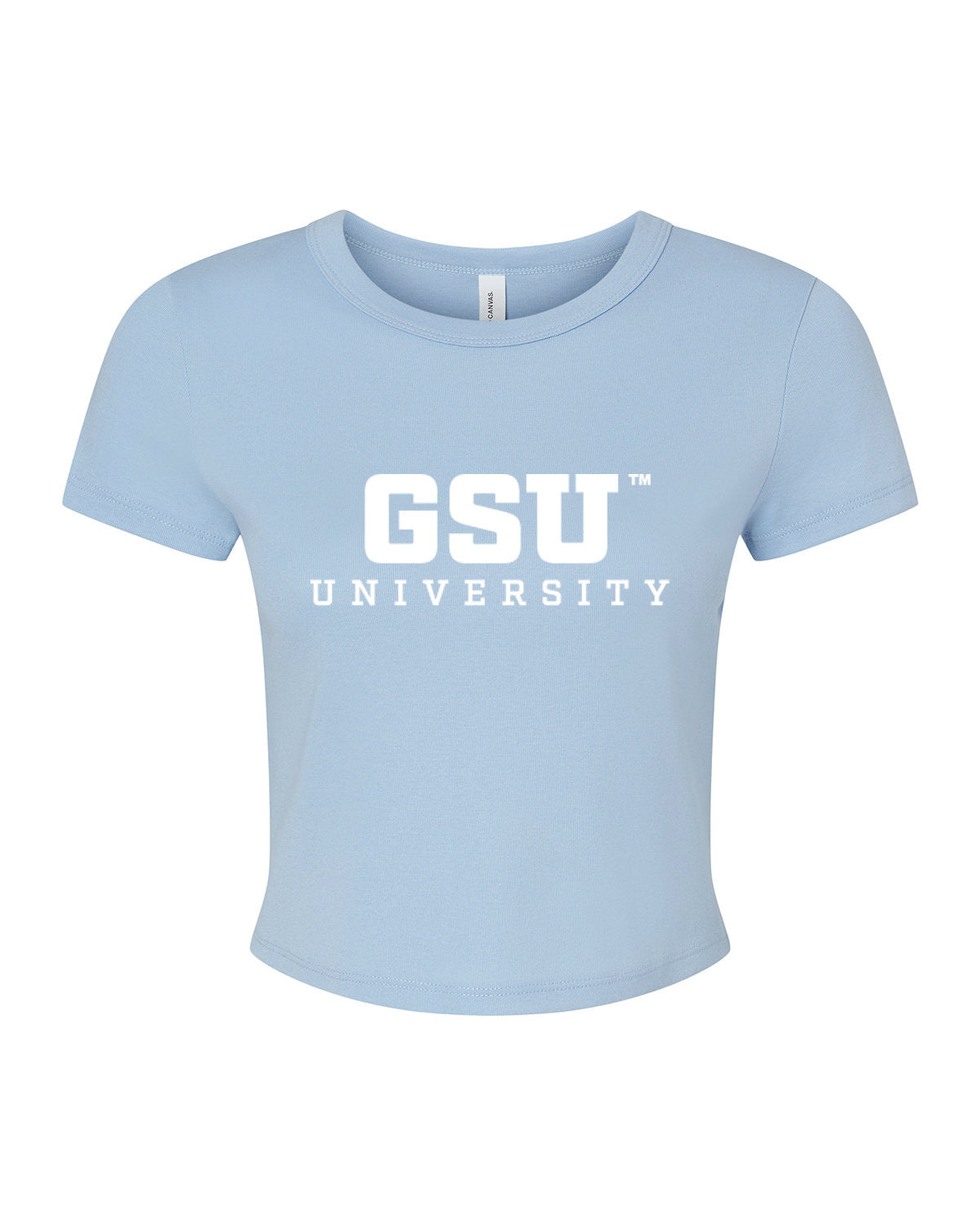 GSU University Women's Micro Rib Baby Tee-Baby Blue