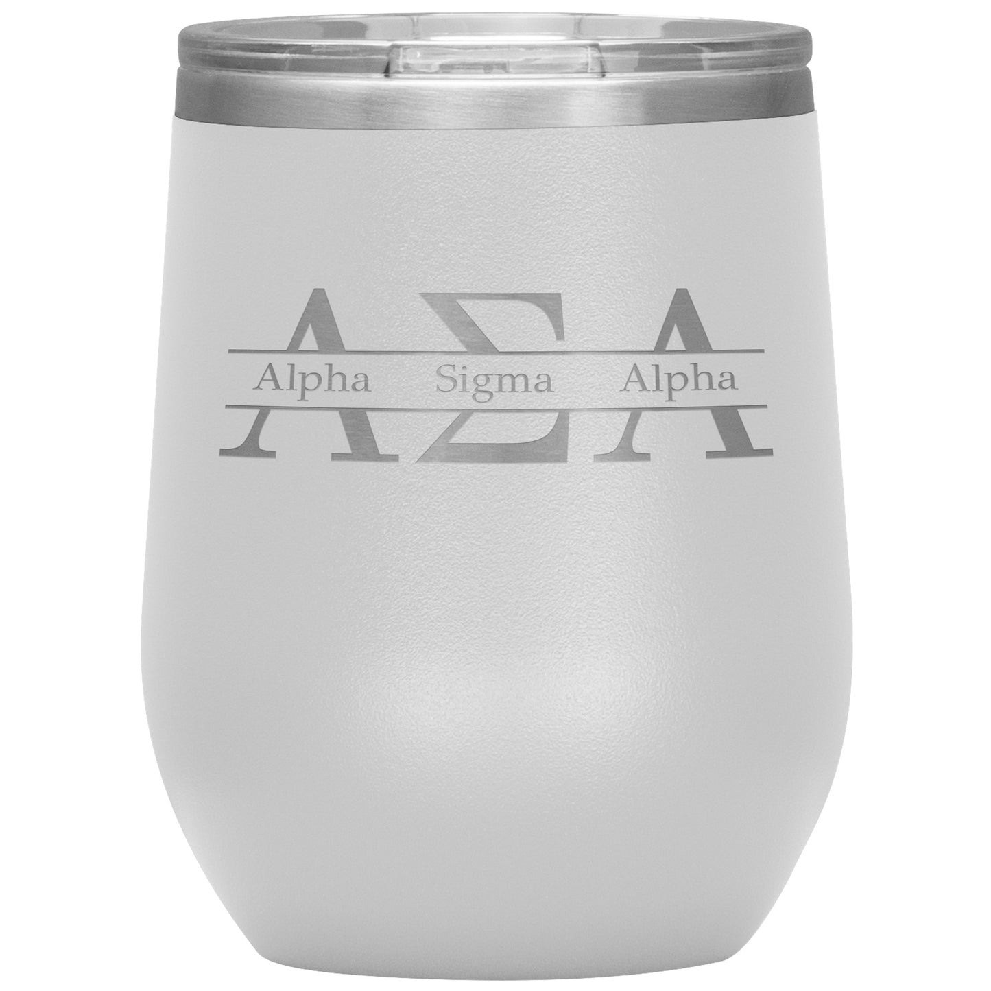 Alpha Sigma Alpha Sorority, Greek letters Logo, 12oz Wine Insulated Tumbler