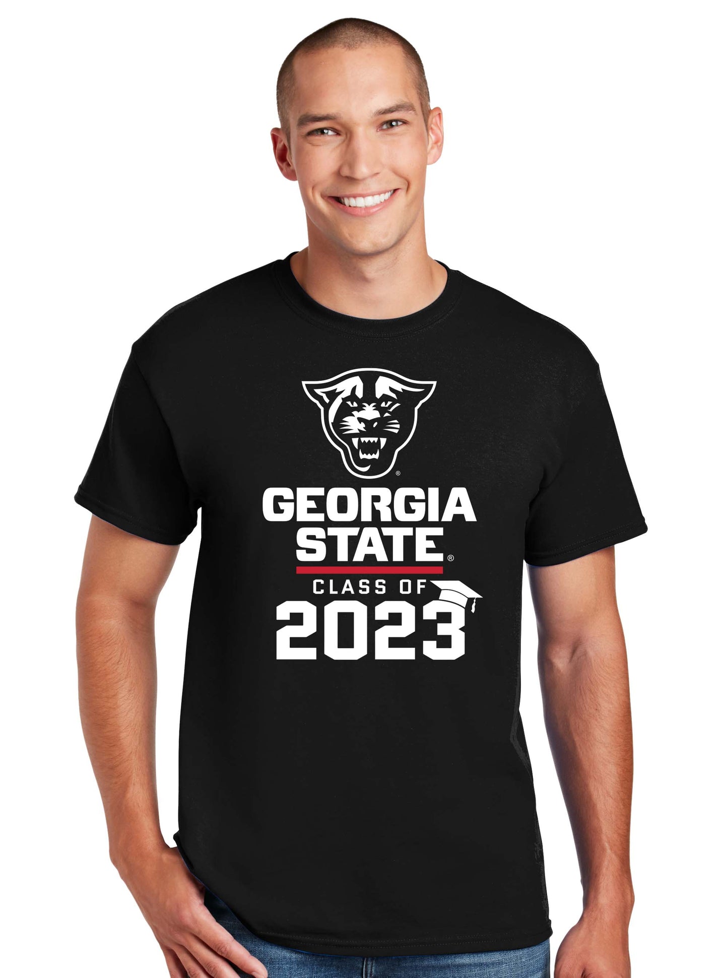 Class Of 2023 Panthers Georgia State 50 Cotton/50 Poly T-Shirt- Black
