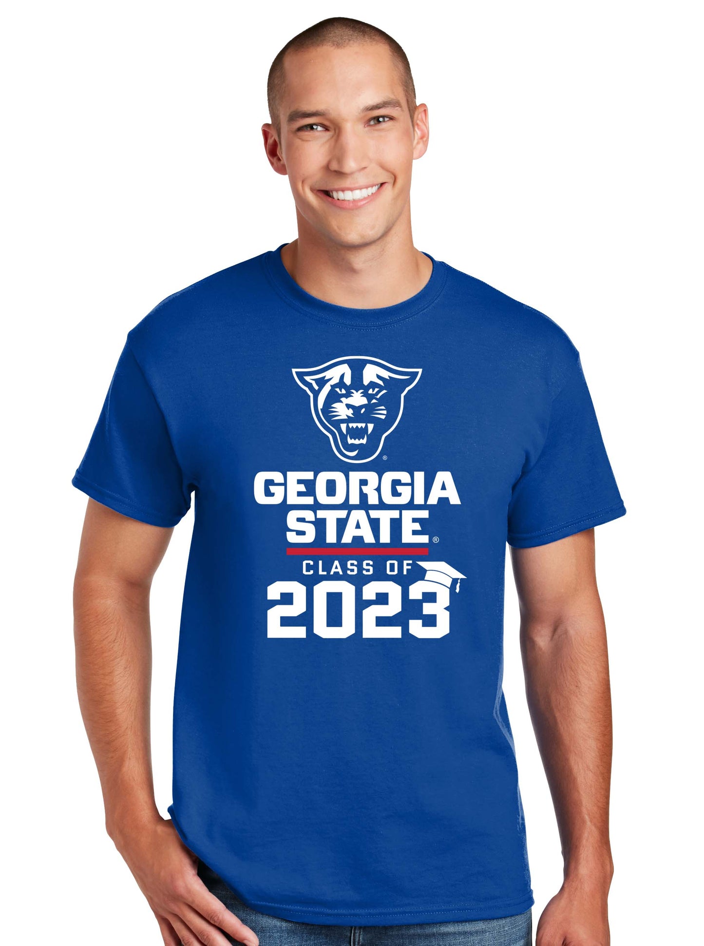 Class Of 2023 Panthers Georgia State 50 Cotton/50 Poly T-Shirt- Royal