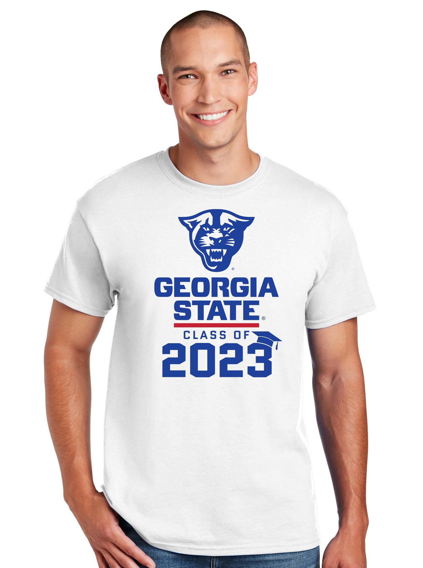 Class Of 2023 Panthers Georgia State 50 Cotton/50 Poly T-Shirt- White