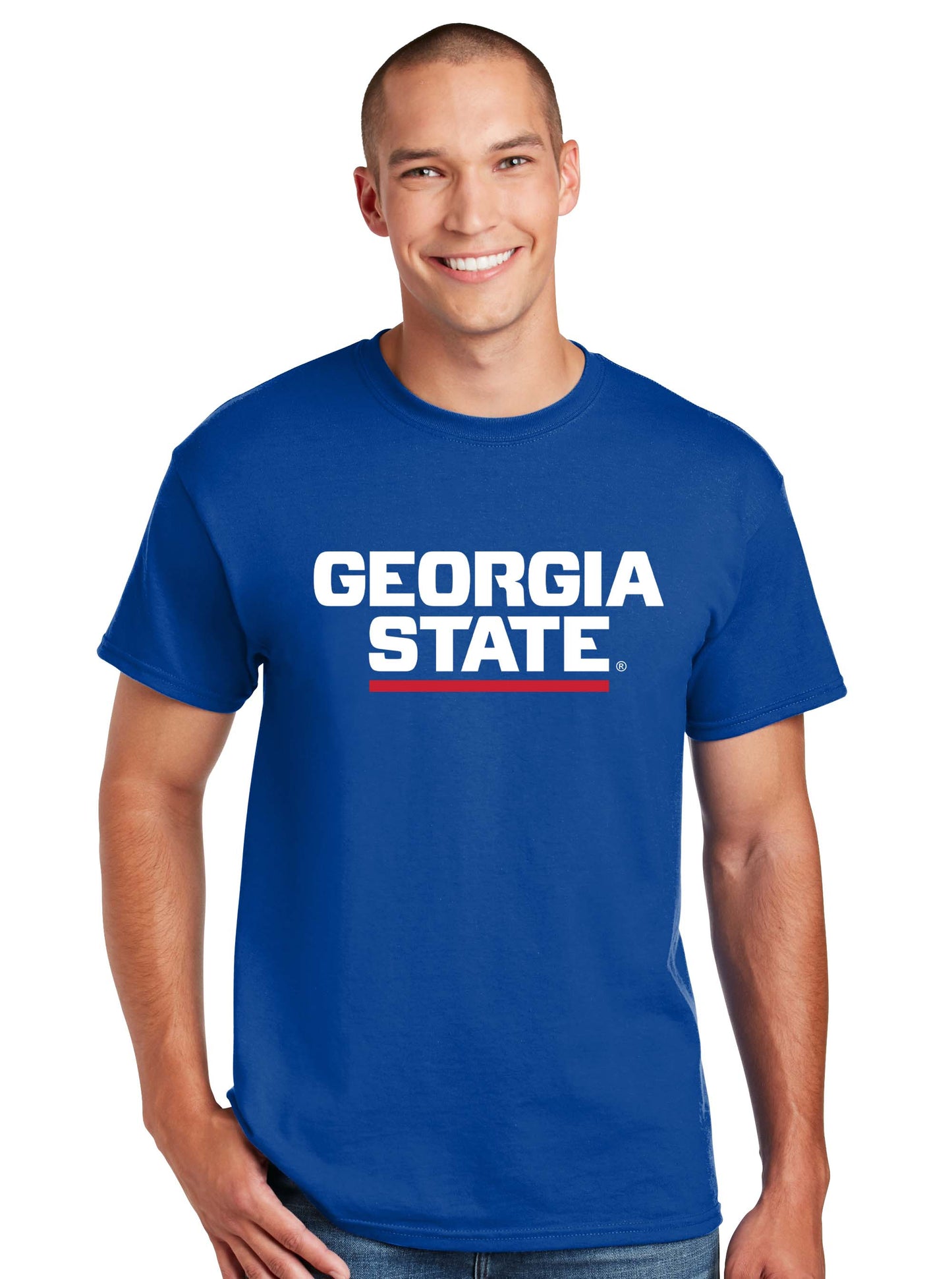 Georgia State 50 Cotton/50 Poly T-Shirt- Royal