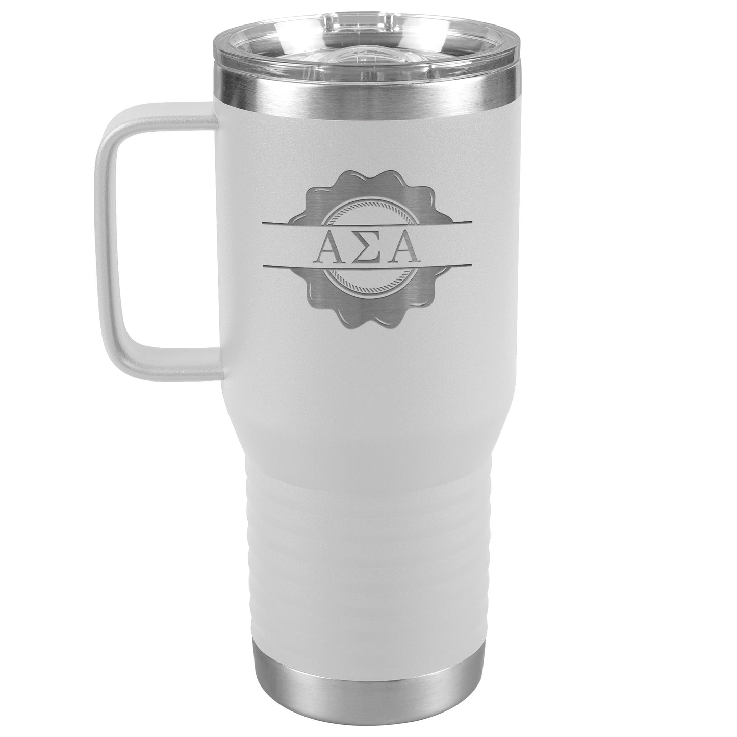 Alpha Sigma Alpha Sorority, Greek Letters Badge Logo, 20oz Travel Tumbler