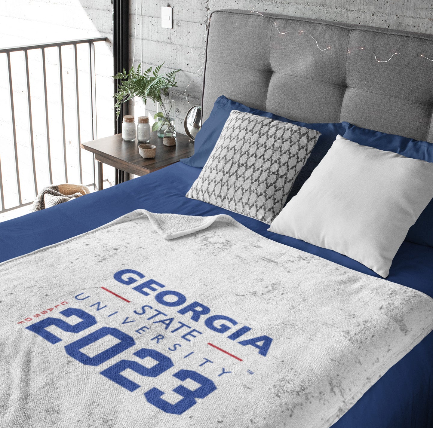 Georgia State University, Class Of 2023, White, Fleece Blanket
