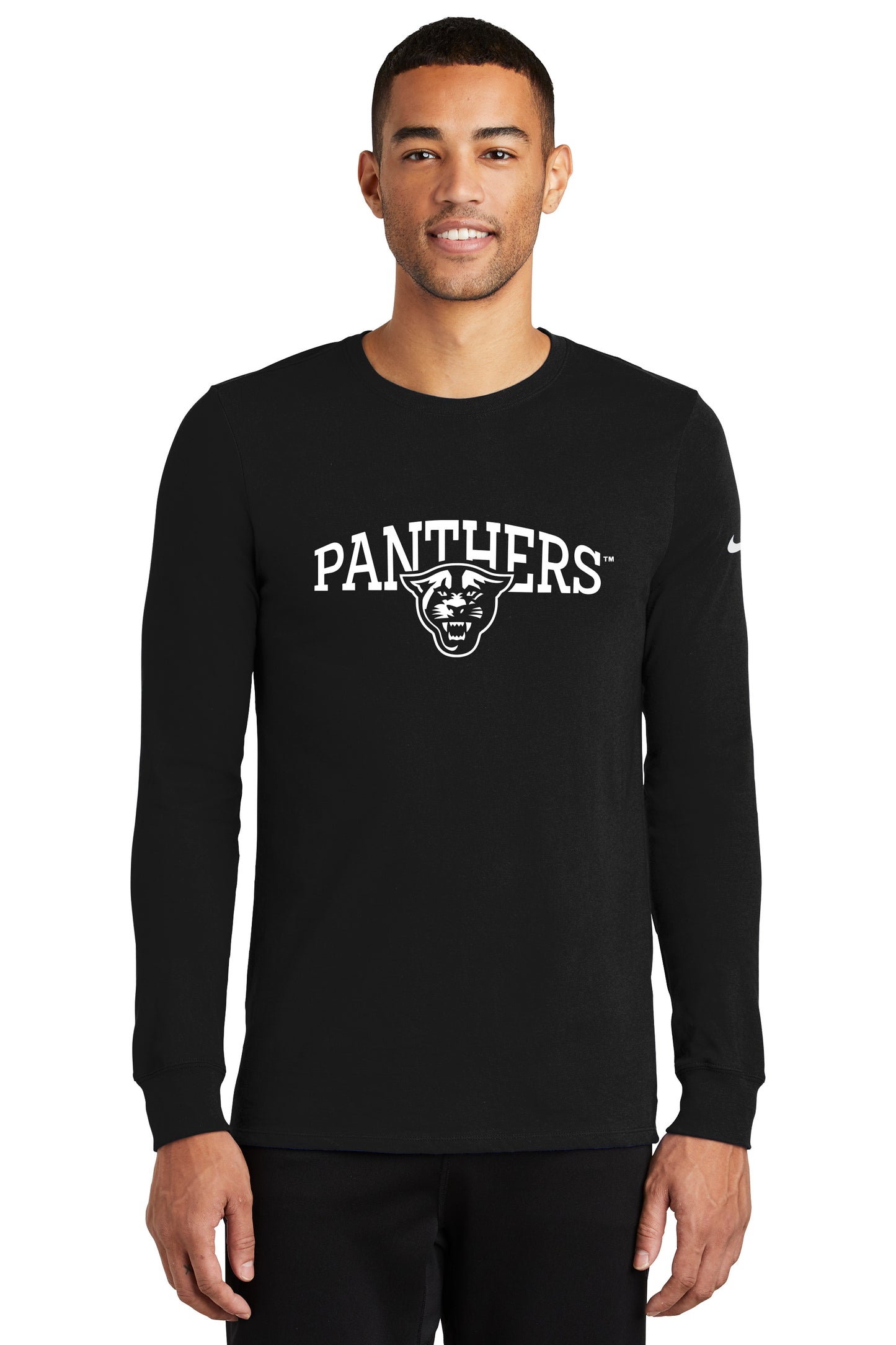 Panthers Nike Dri-FIT Cotton/Poly Long Sleeve Tee- Black