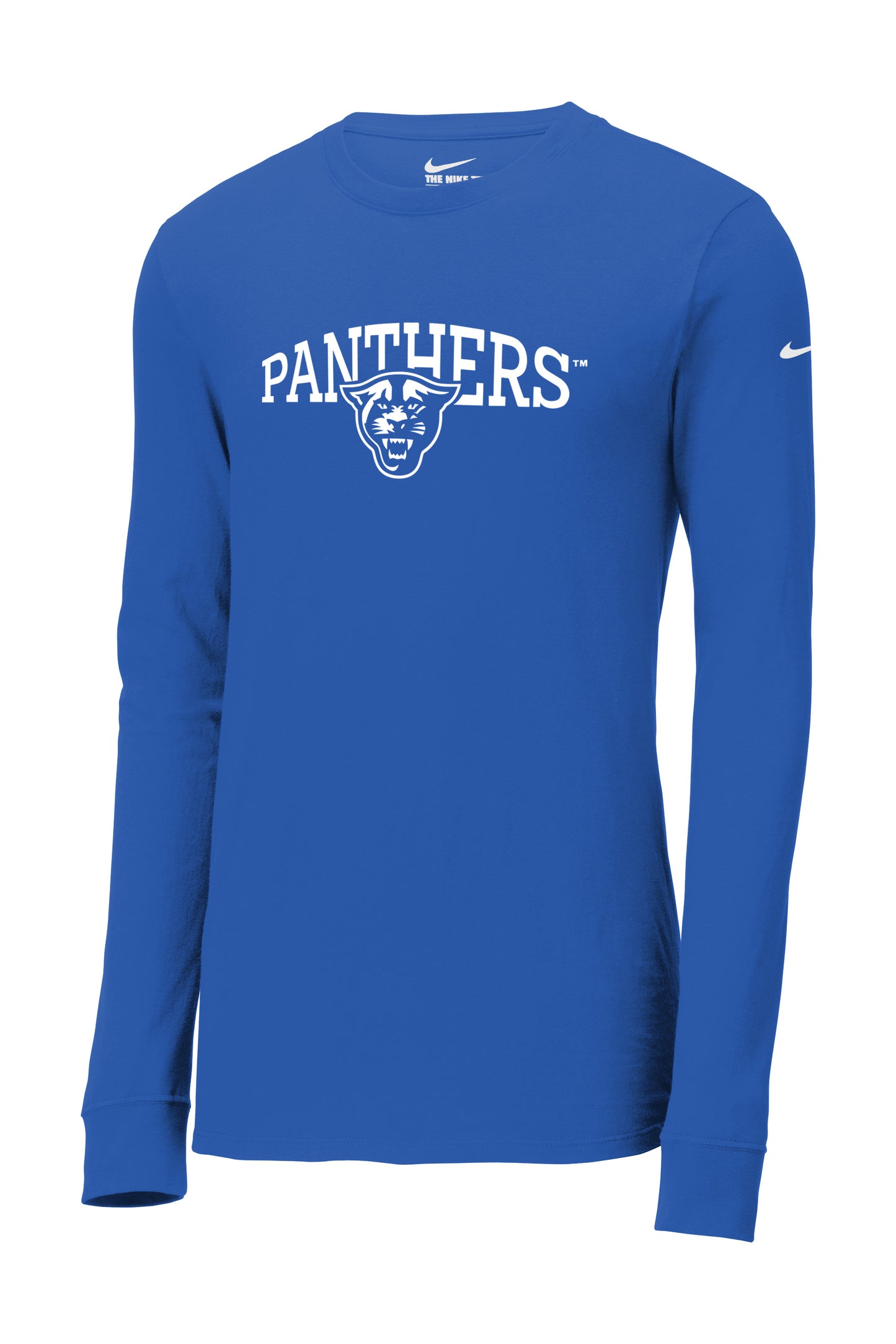 Panthers Nike Dri-FIT Cotton/Poly Long Sleeve Tee- Rush Blue