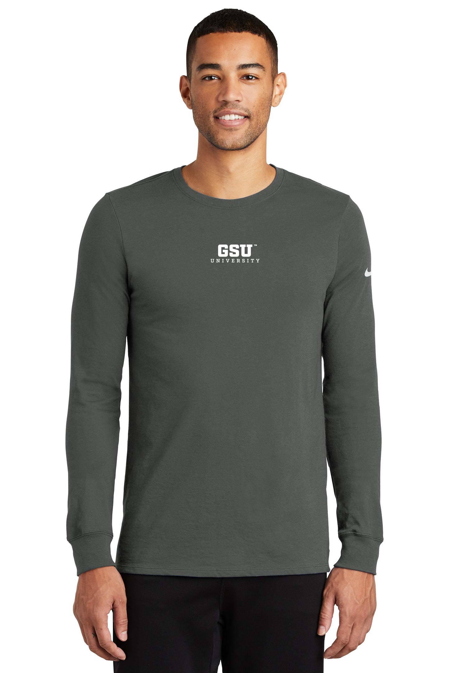GSU University Nike Dri-FIT Cotton/Poly Long Sleeve Tee- Anthracite