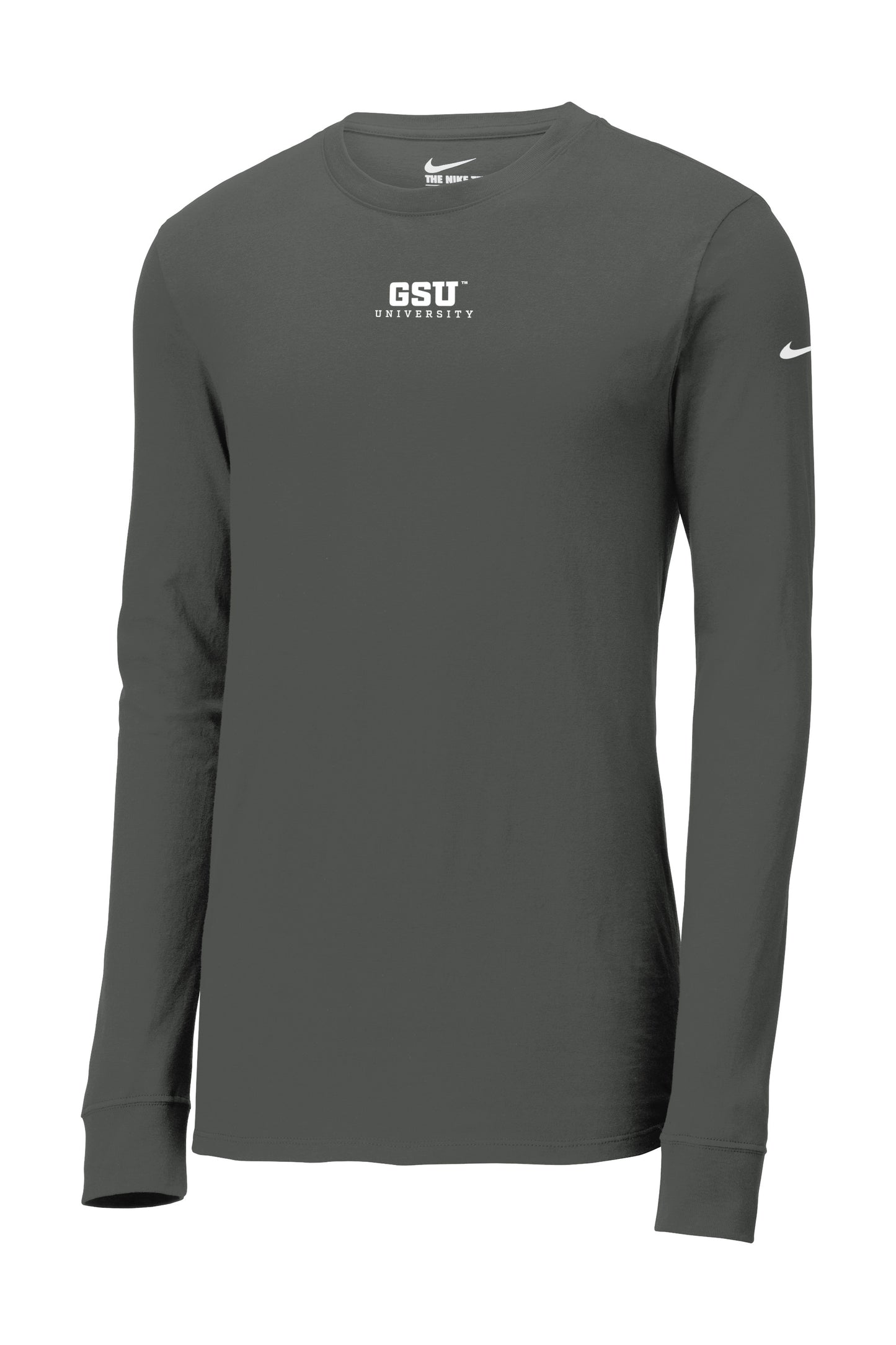GSU University Nike Dri-FIT Cotton/Poly Long Sleeve Tee- Anthracite