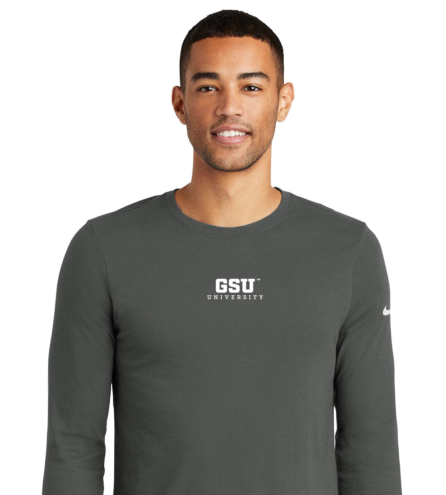 GSU University Nike Dri-FIT Cotton/Poly Long Sleeve Tee- Anthracite