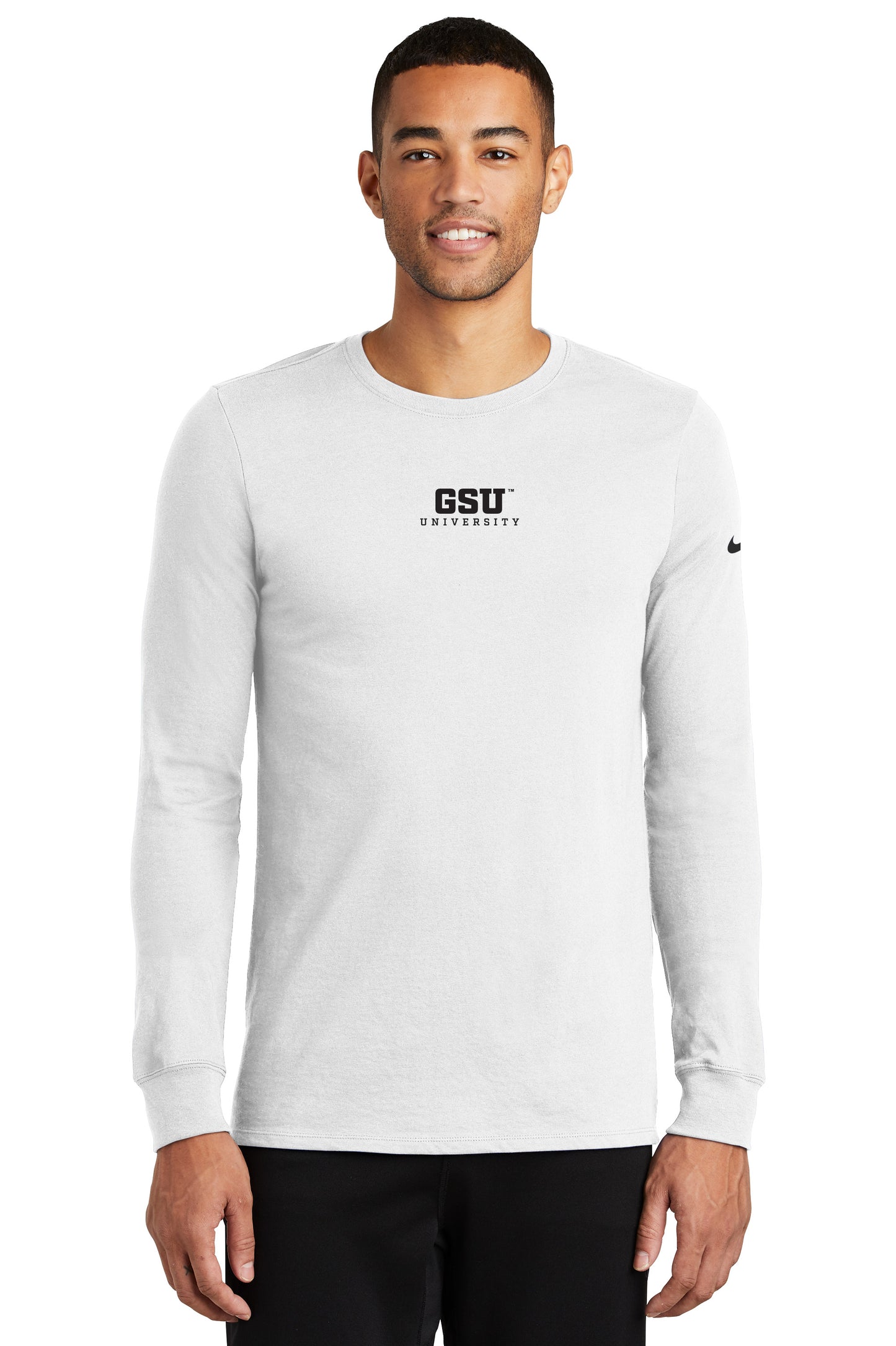 GSU University Nike Dri-FIT Cotton/Poly Long Sleeve Tee- White