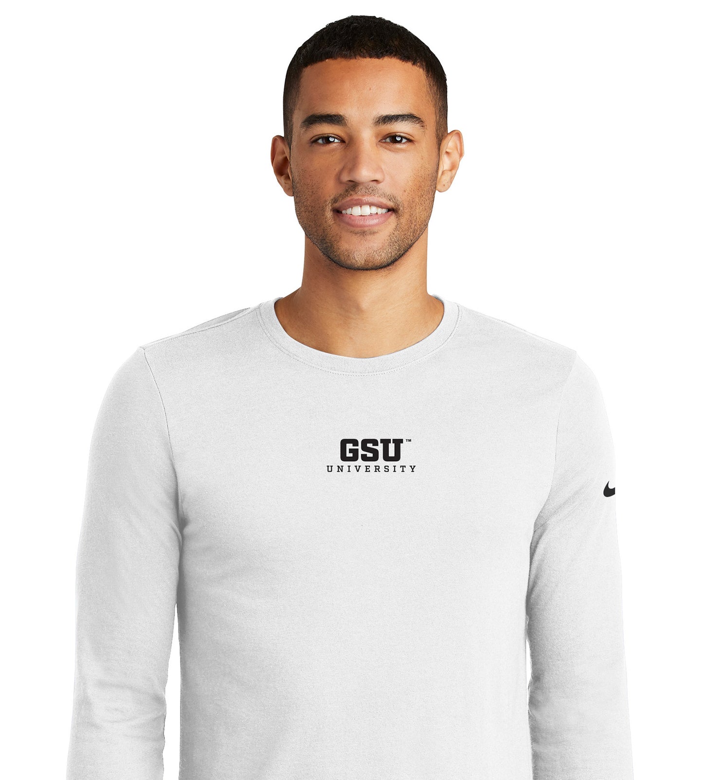 GSU University Nike Dri-FIT Cotton/Poly Long Sleeve Tee- White