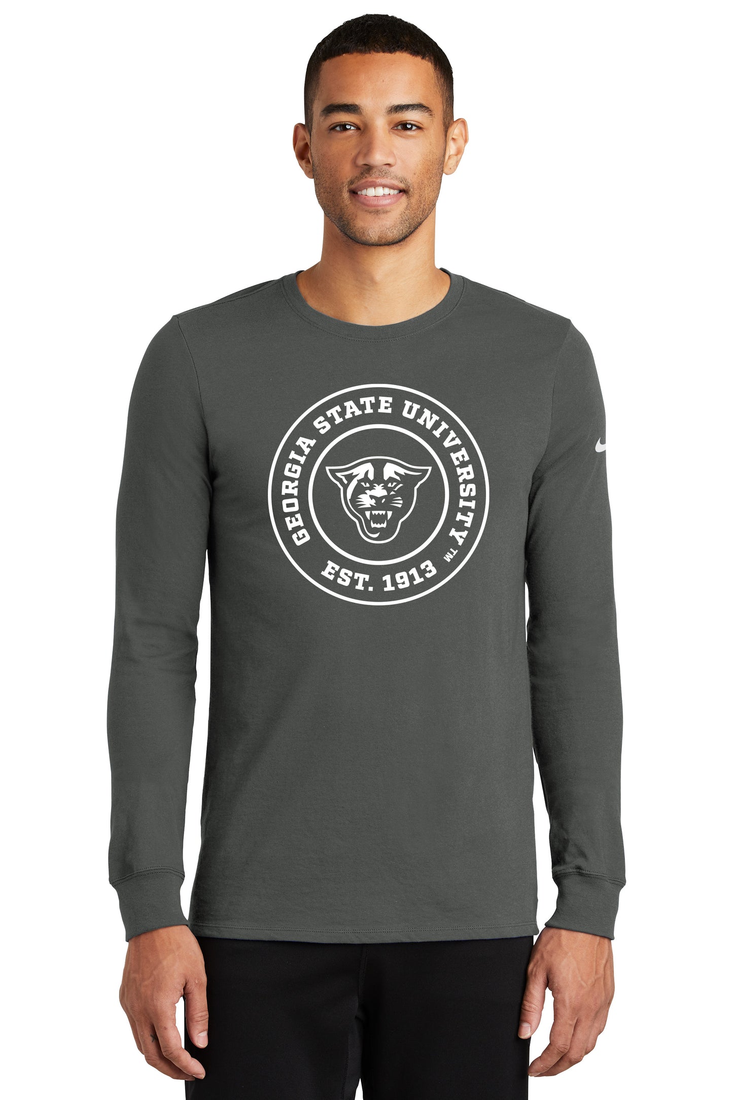 Georgia State University EST.1913 Nike Dri-FIT Cotton/Poly Long Sleeve Tee-Anthracite