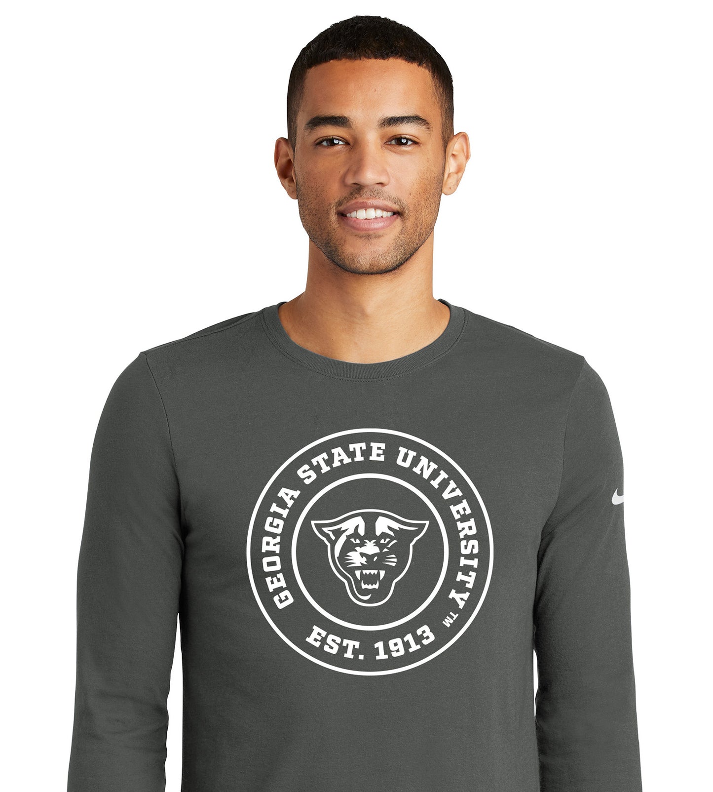 Georgia State University EST.1913 Nike Dri-FIT Cotton/Poly Long Sleeve Tee-Anthracite
