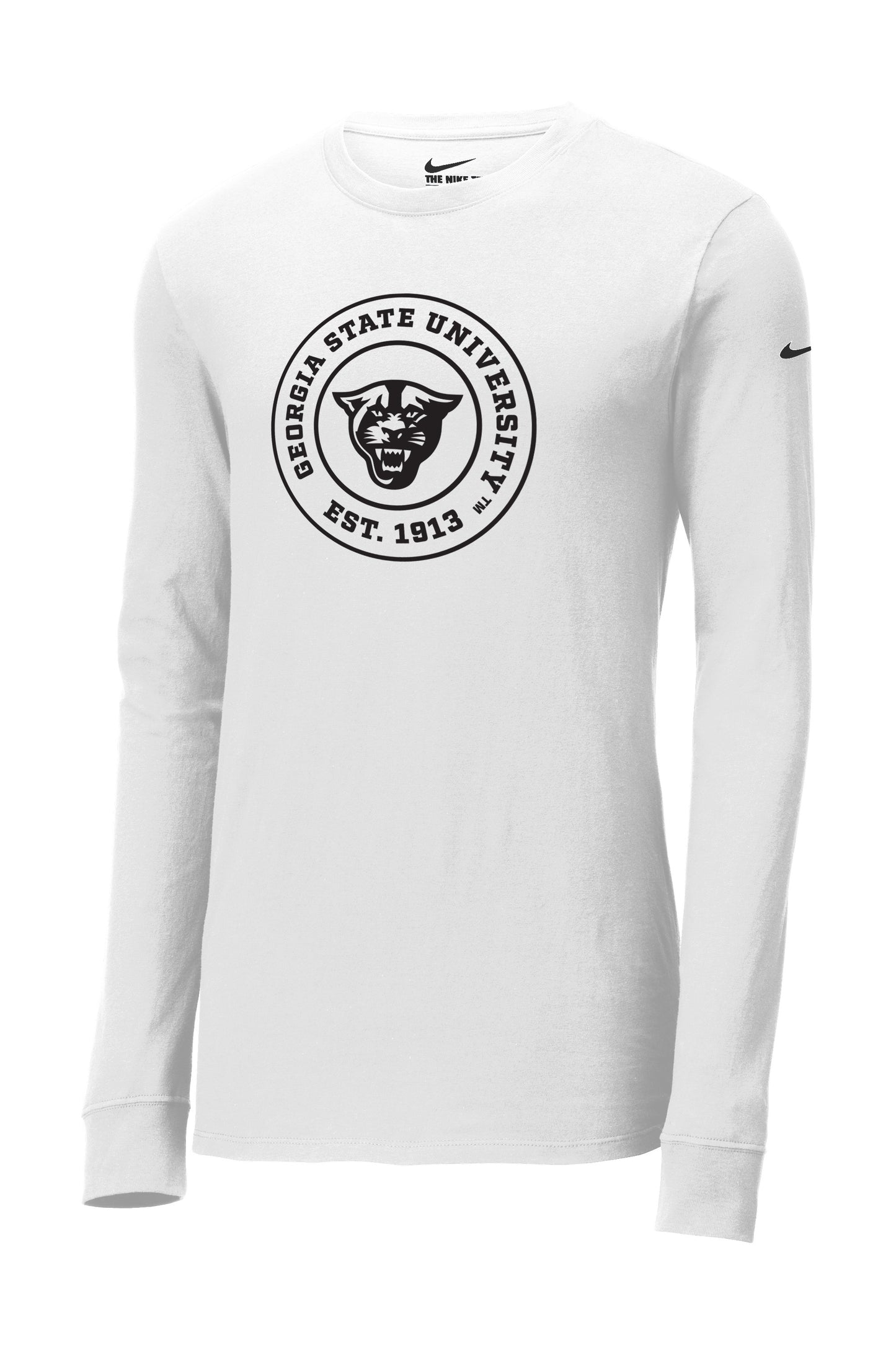 Georgia State University EST.1913 Nike Dri-FIT Cotton/Poly Long Sleeve Tee- White
