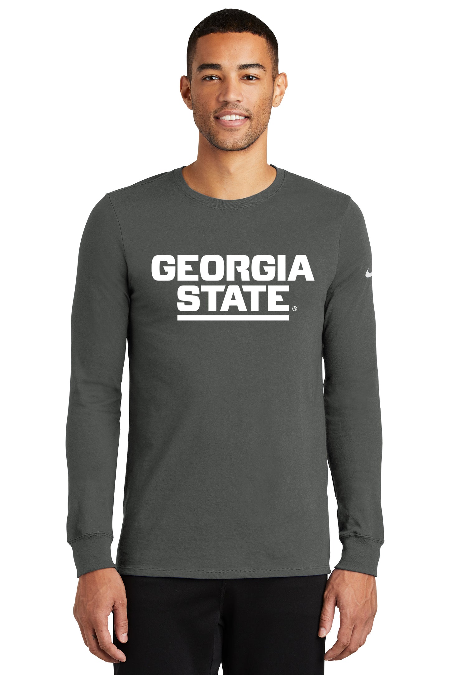 Georgia State Nike Dri-FIT Cotton/Poly Long Sleeve Tee- Anthracite