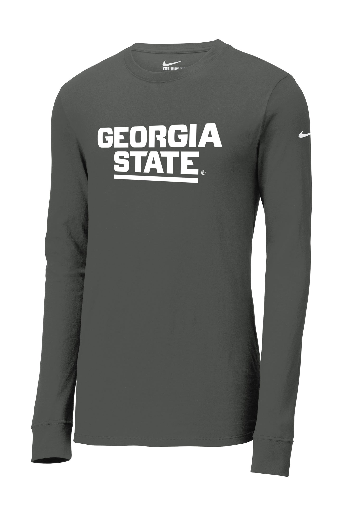 Georgia State Nike Dri-FIT Cotton/Poly Long Sleeve Tee- Anthracite