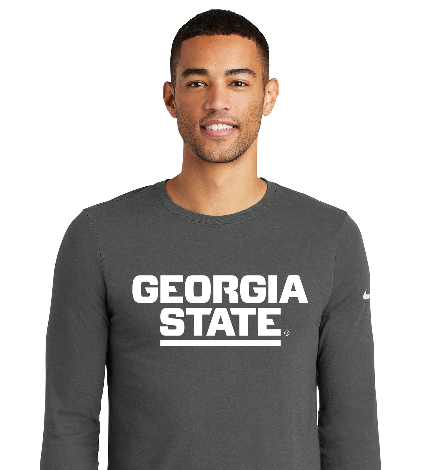 Georgia State Nike Dri-FIT Cotton/Poly Long Sleeve Tee- Anthracite
