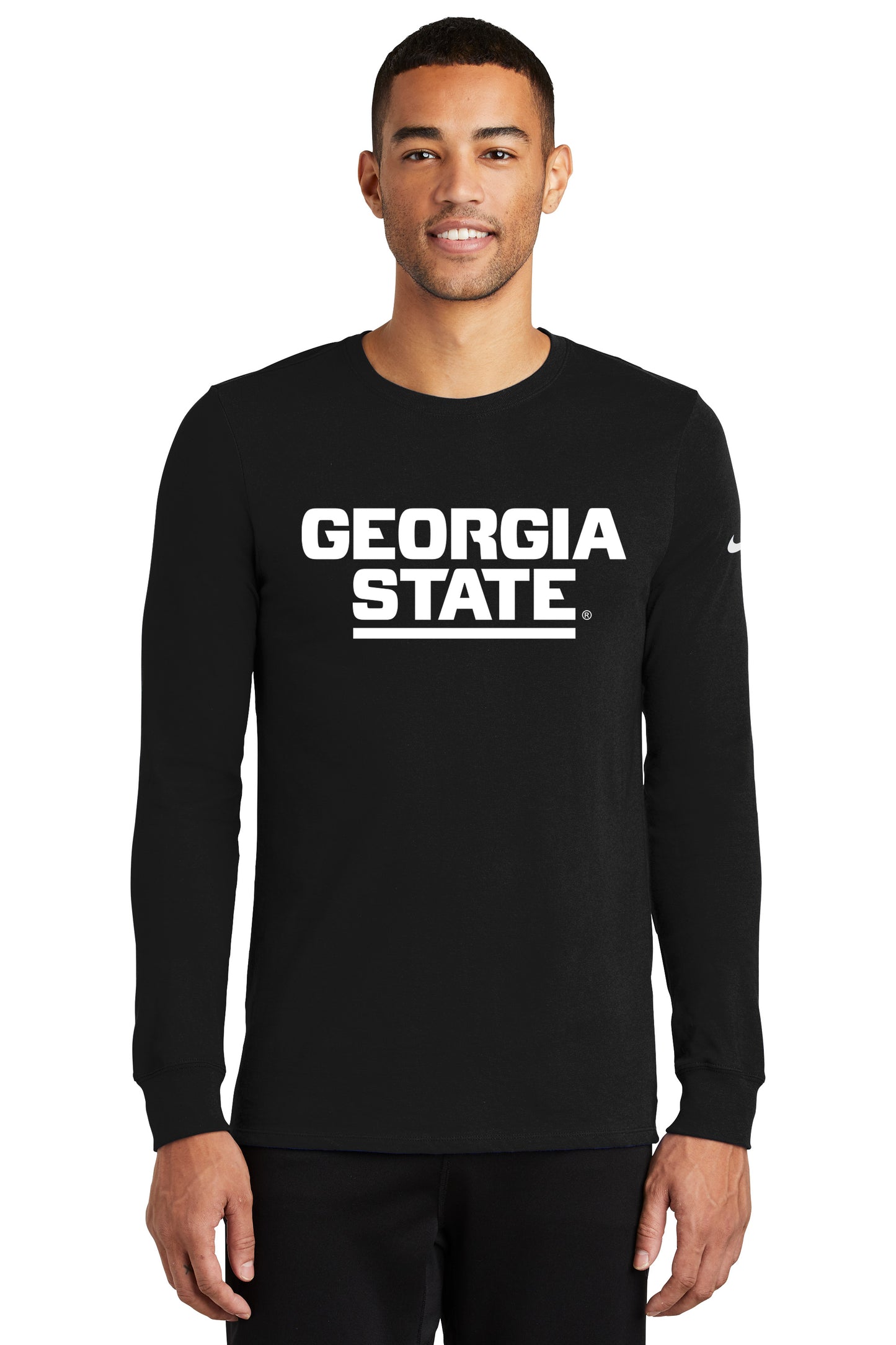 Georgia State Nike Dri-FIT Cotton/Poly Long Sleeve Tee- Black