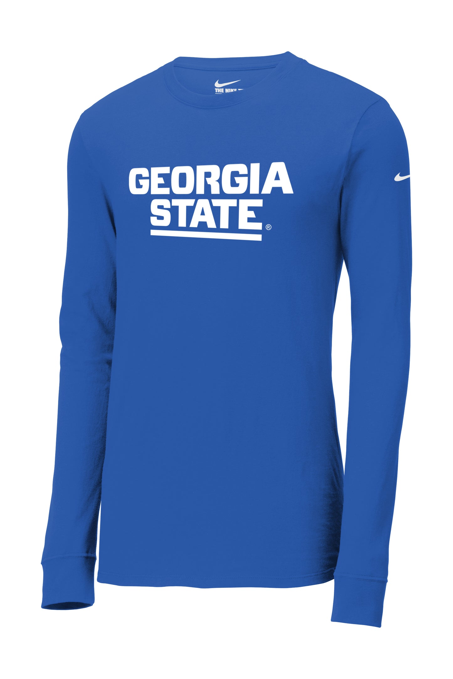 Georgia State Nike Dri-FIT Cotton/Poly Long Sleeve Tee- Rush Blue