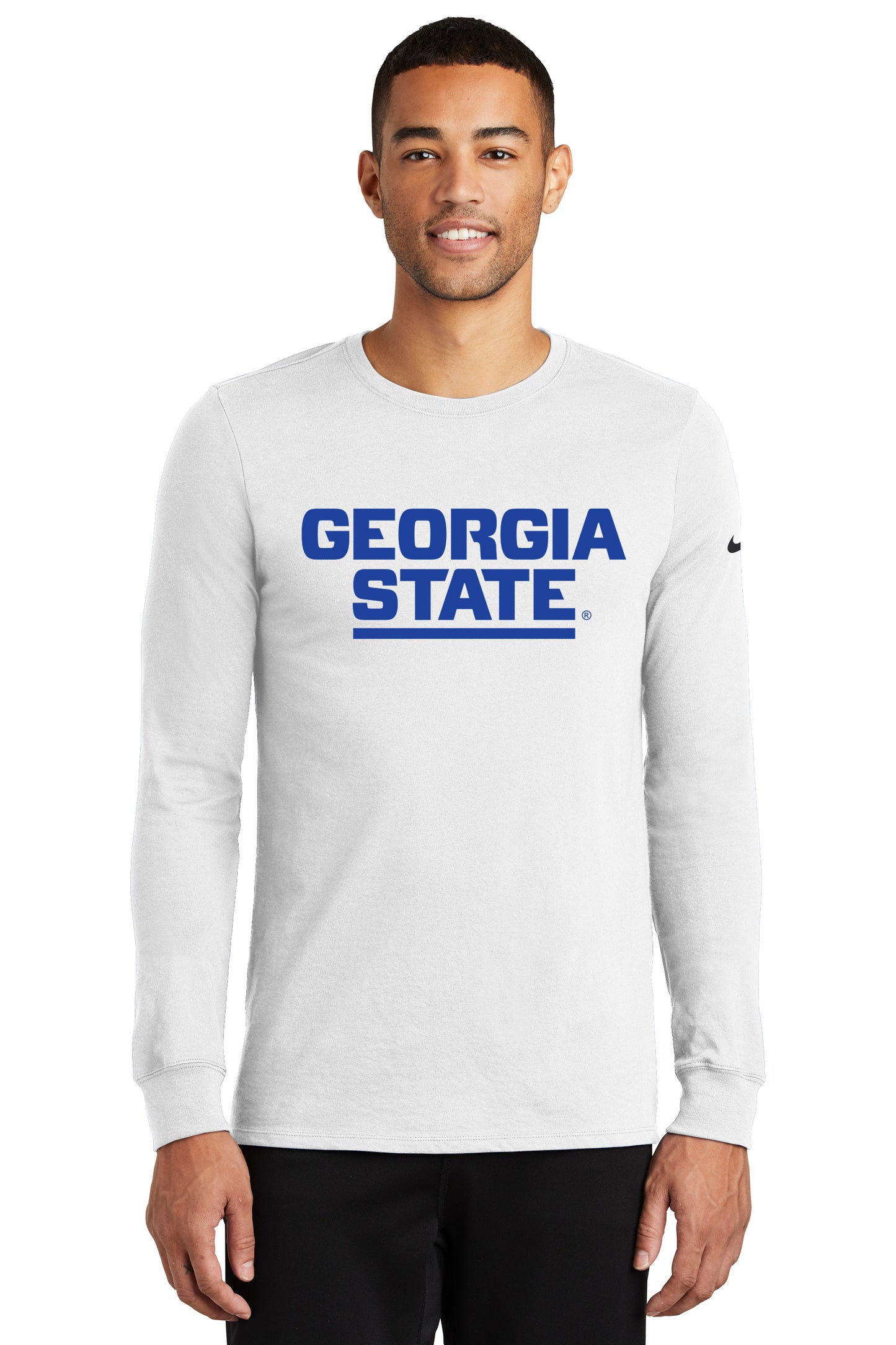 Georgia State Nike Dri-FIT Cotton/Poly Long Sleeve Tee-white