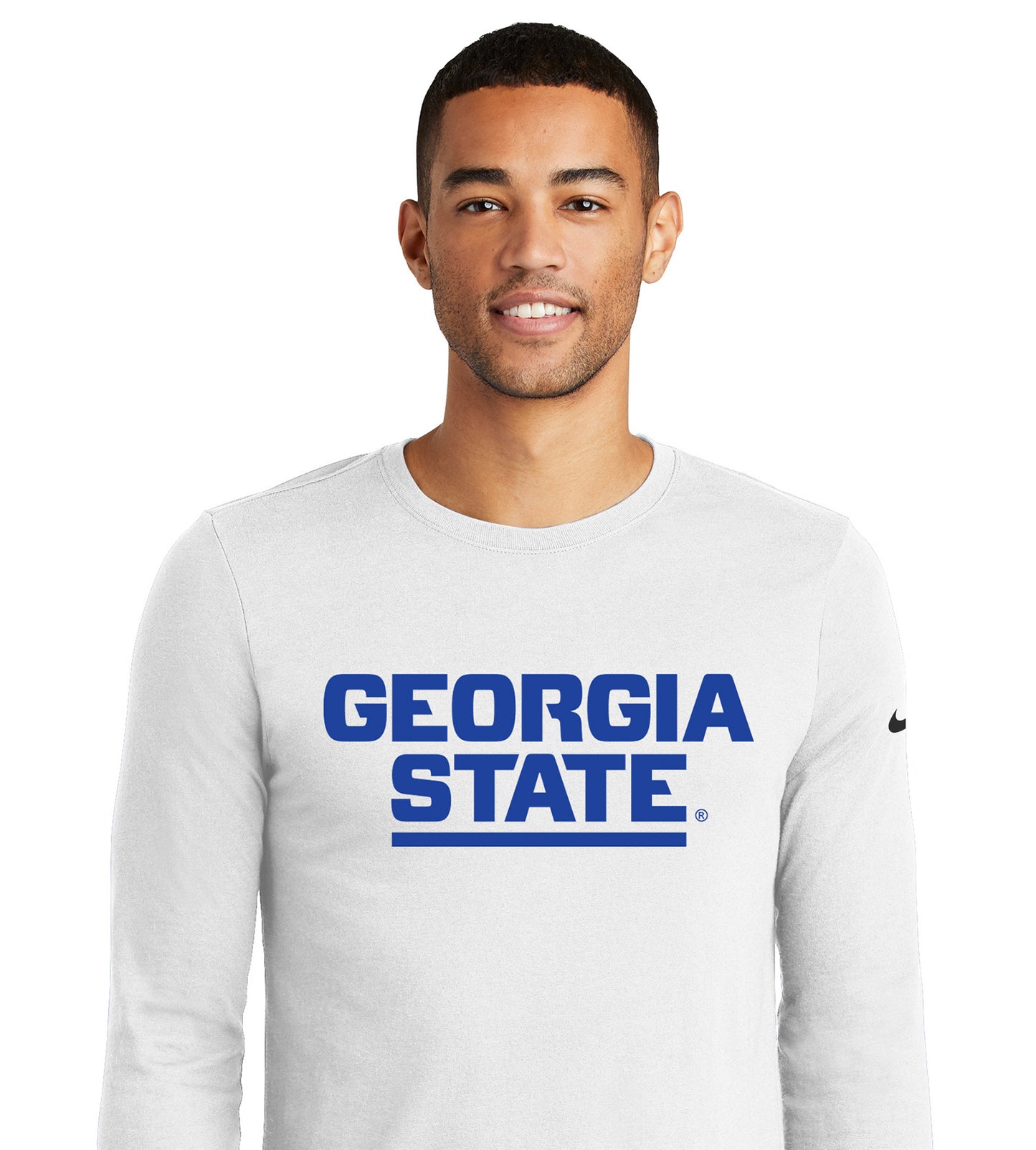 Georgia State Nike Dri-FIT Cotton/Poly Long Sleeve Tee-white