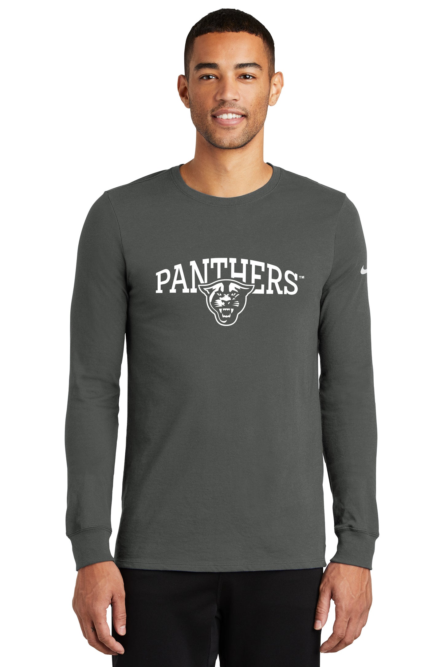 Panthers Nike Dri-FIT Cotton/Poly Long Sleeve Tee- Anthracite