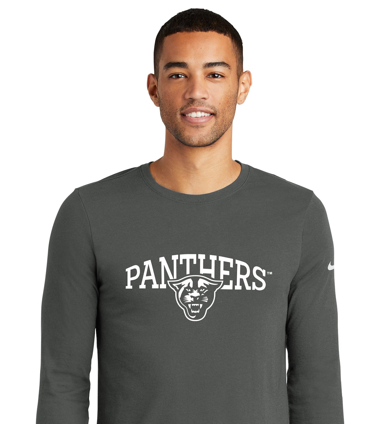 Panthers Nike Dri-FIT Cotton/Poly Long Sleeve Tee- Anthracite