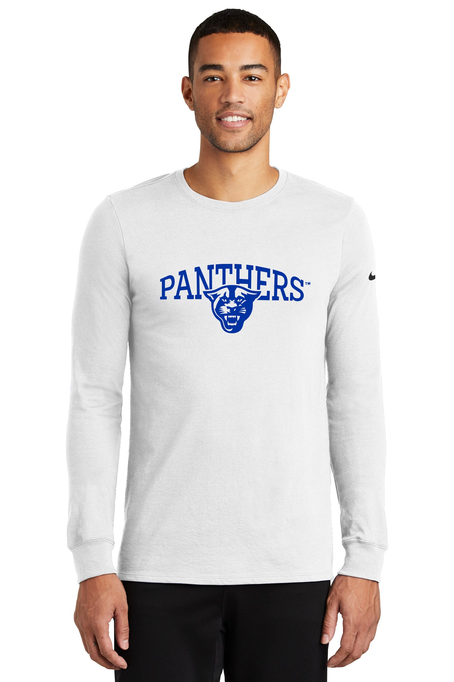 Panthers Nike Dri-FIT Cotton/Poly Long Sleeve Tee- White