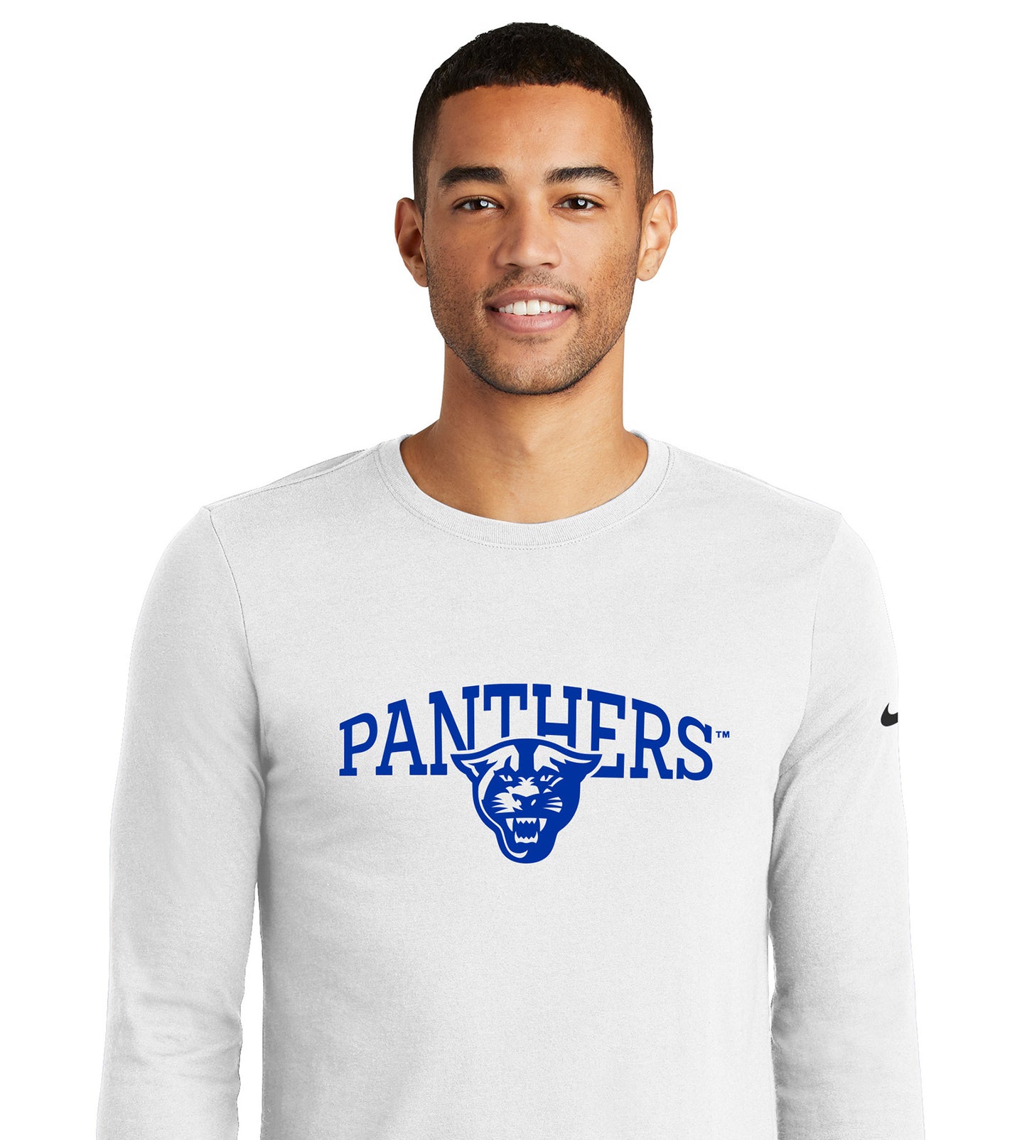 Panthers Nike Dri-FIT Cotton/Poly Long Sleeve Tee- White