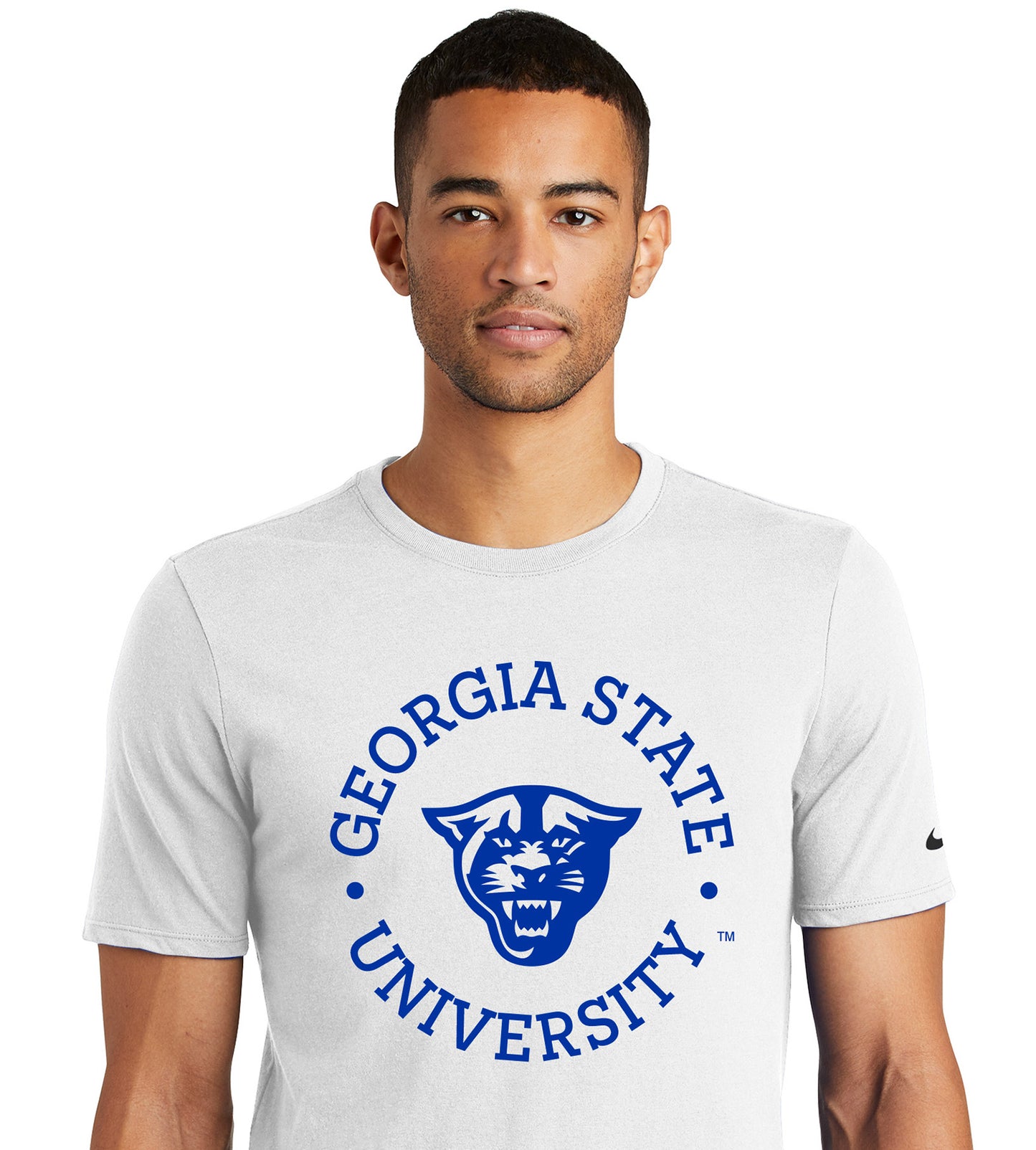 Georgia State Nike Dri-FIT Cotton/Poly Tee- White