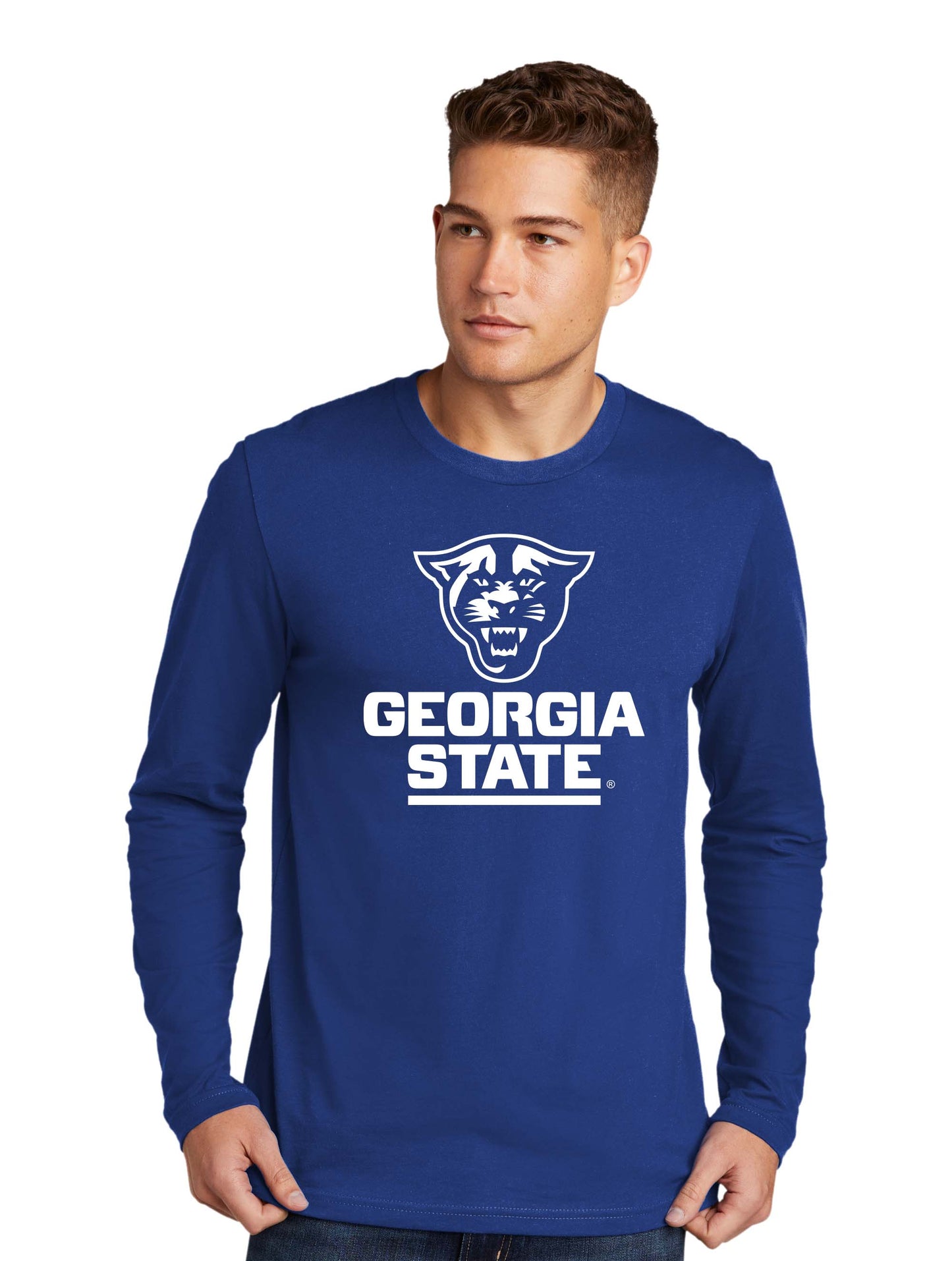 Georgia State Panthers Men's Cotton Long-Sleeve Crew-Royal
