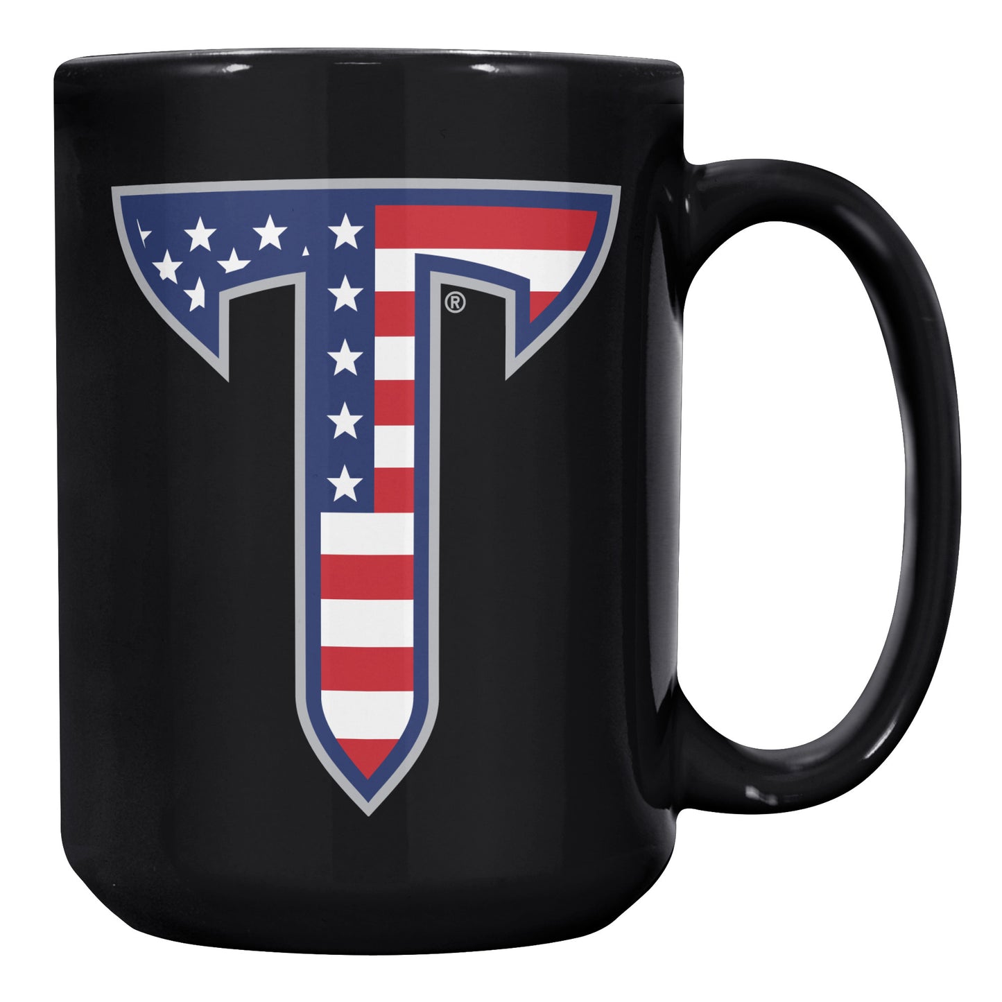 Troy University, American Flag Logo, 15oz Black Mug