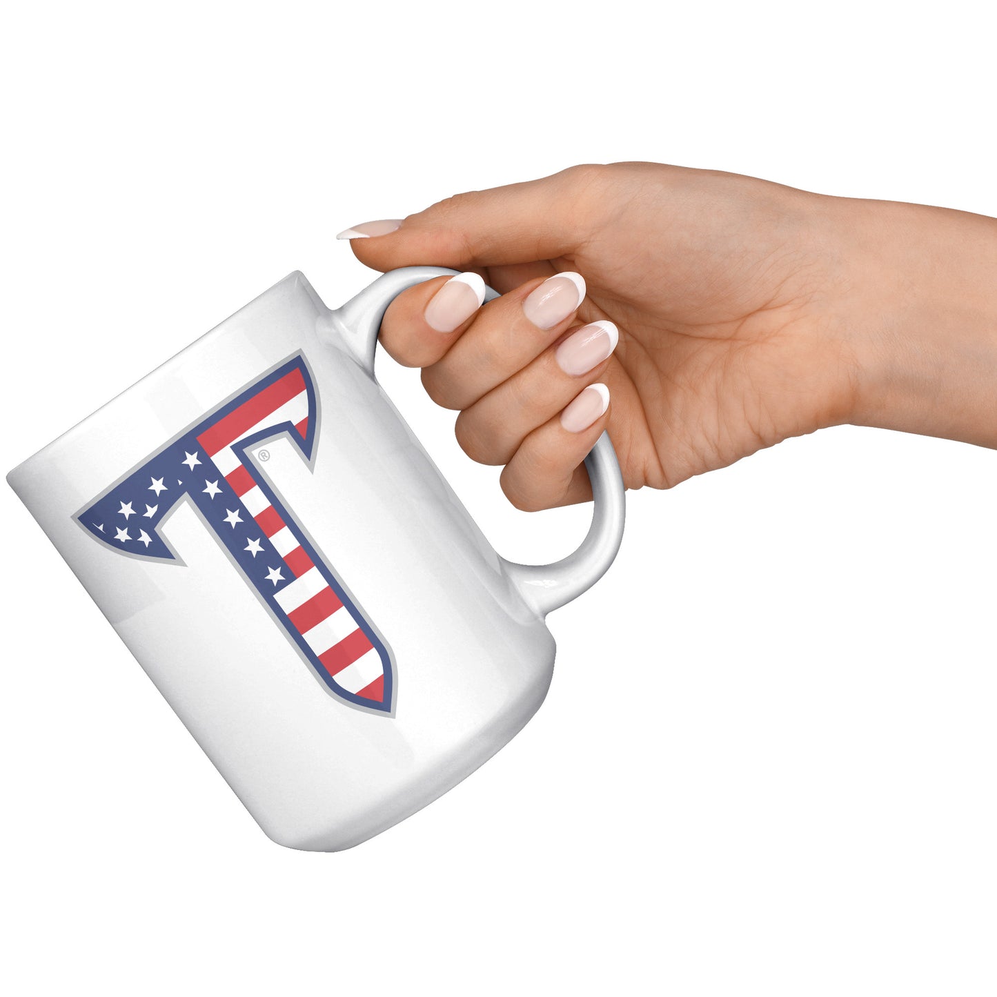 Troy University, American Flag Logo, 15oz White Mug