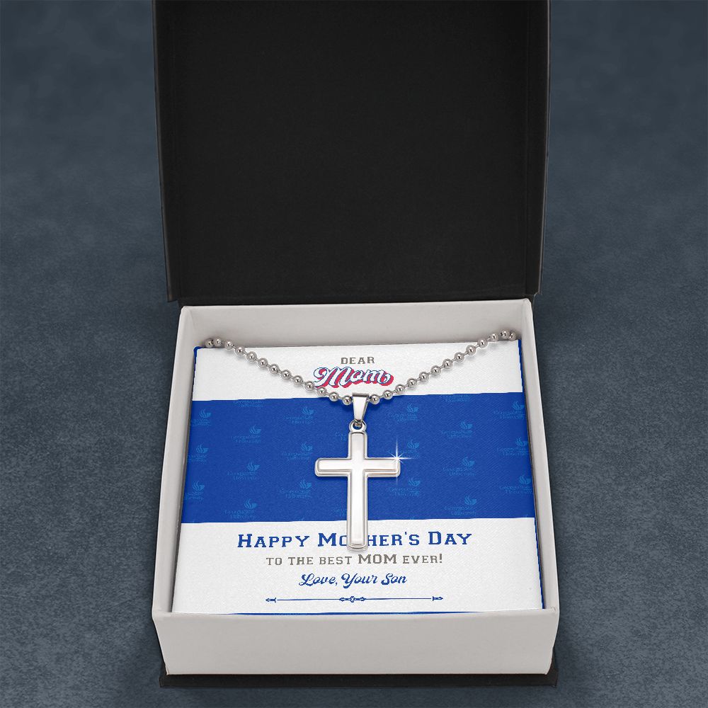 To My Mom, Georgia State University, Stainless Cross Necklace, From Son