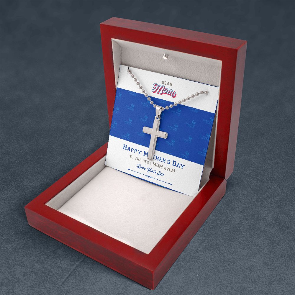 To My Mom, Georgia State University, Stainless Cross Necklace, From Son