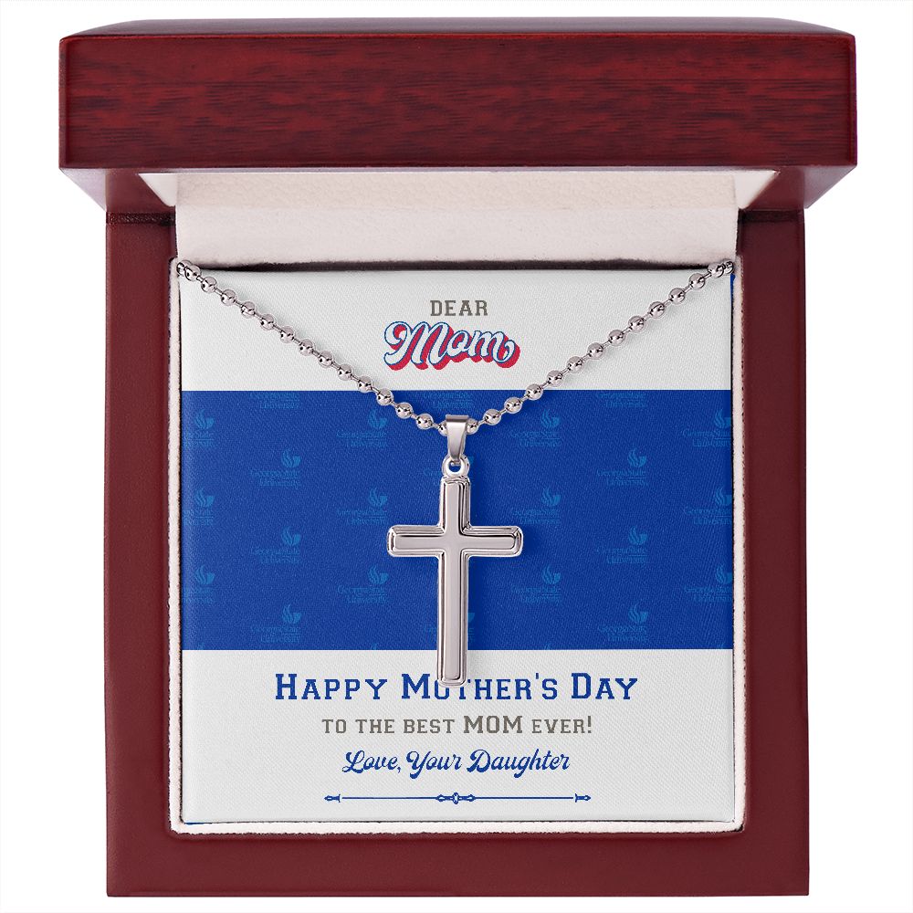 To My Mom, Georgia State University, Stainless Cross Necklace, From Daughter