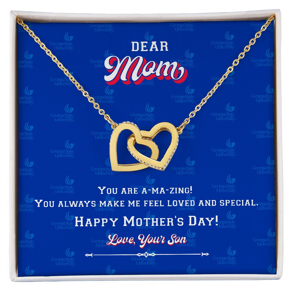 To My Mom, Georgia State University, Interlocking Hearts Necklace, From Son