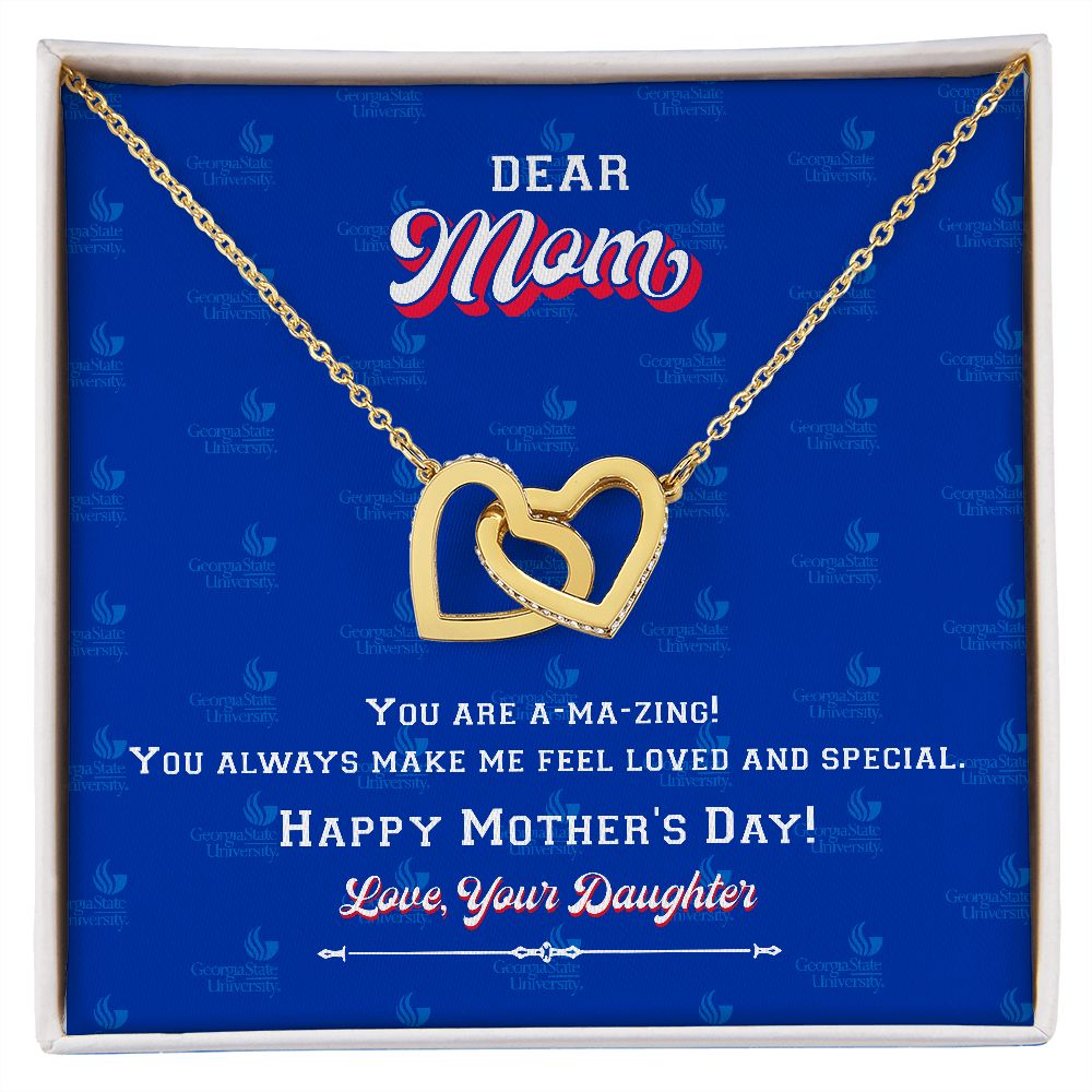 To My Mom, Georgia State University, Interlocking Hearts Necklace, From Daughter