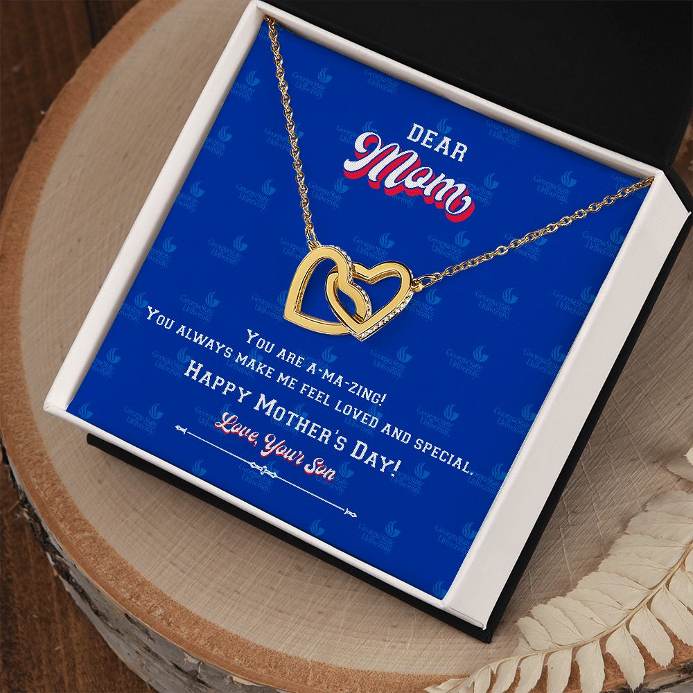 To My Mom, Georgia State University, Interlocking Hearts Necklace, From Son