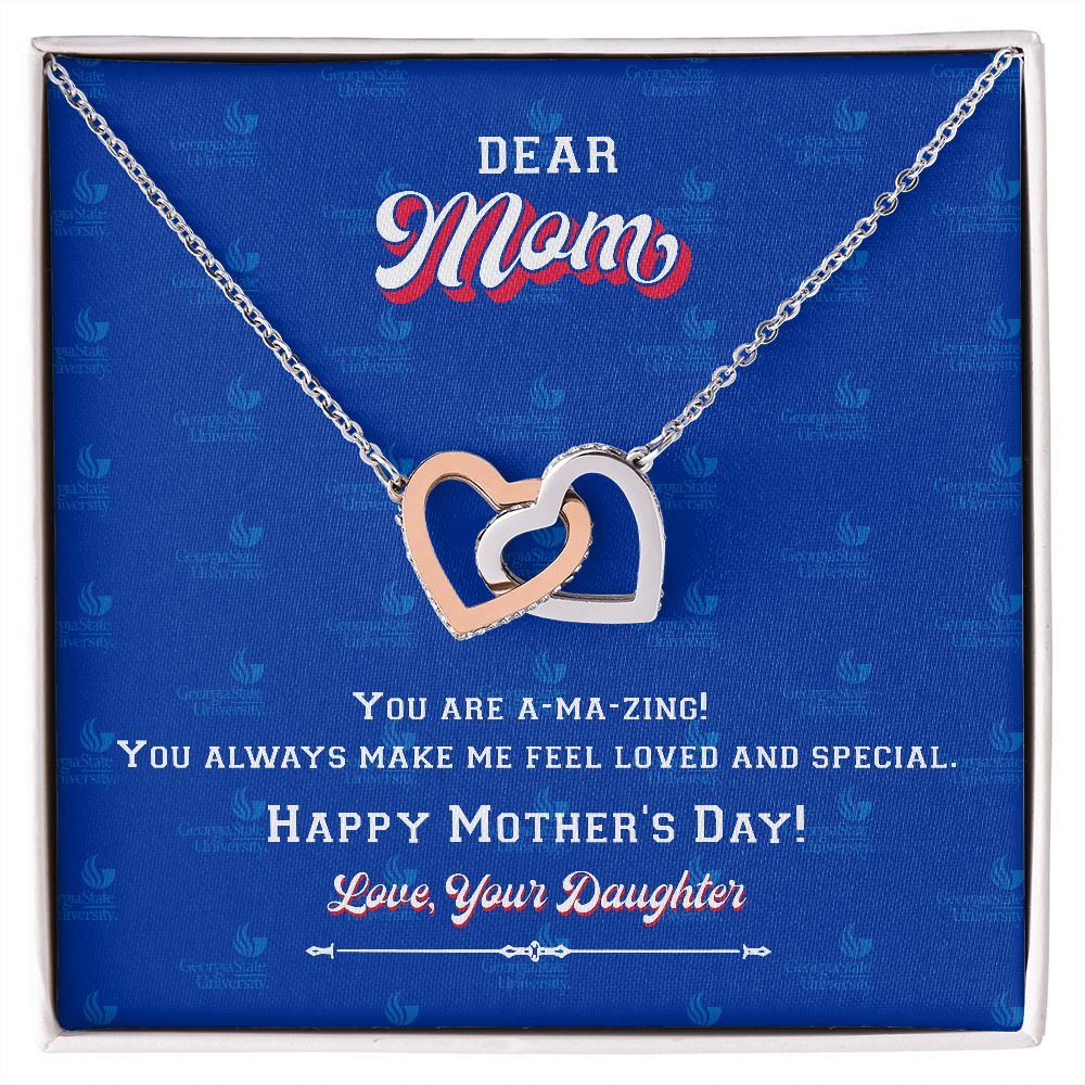 To My Mom, Georgia State University, Interlocking Hearts Necklace, From Daughter