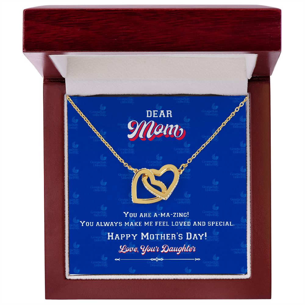 To My Mom, Georgia State University, Interlocking Hearts Necklace, From Daughter