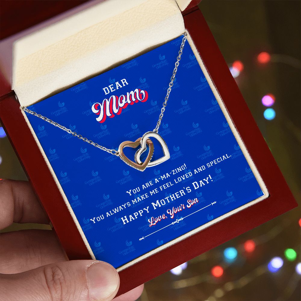 To My Mom, Georgia State University, Interlocking Hearts Necklace, From Son