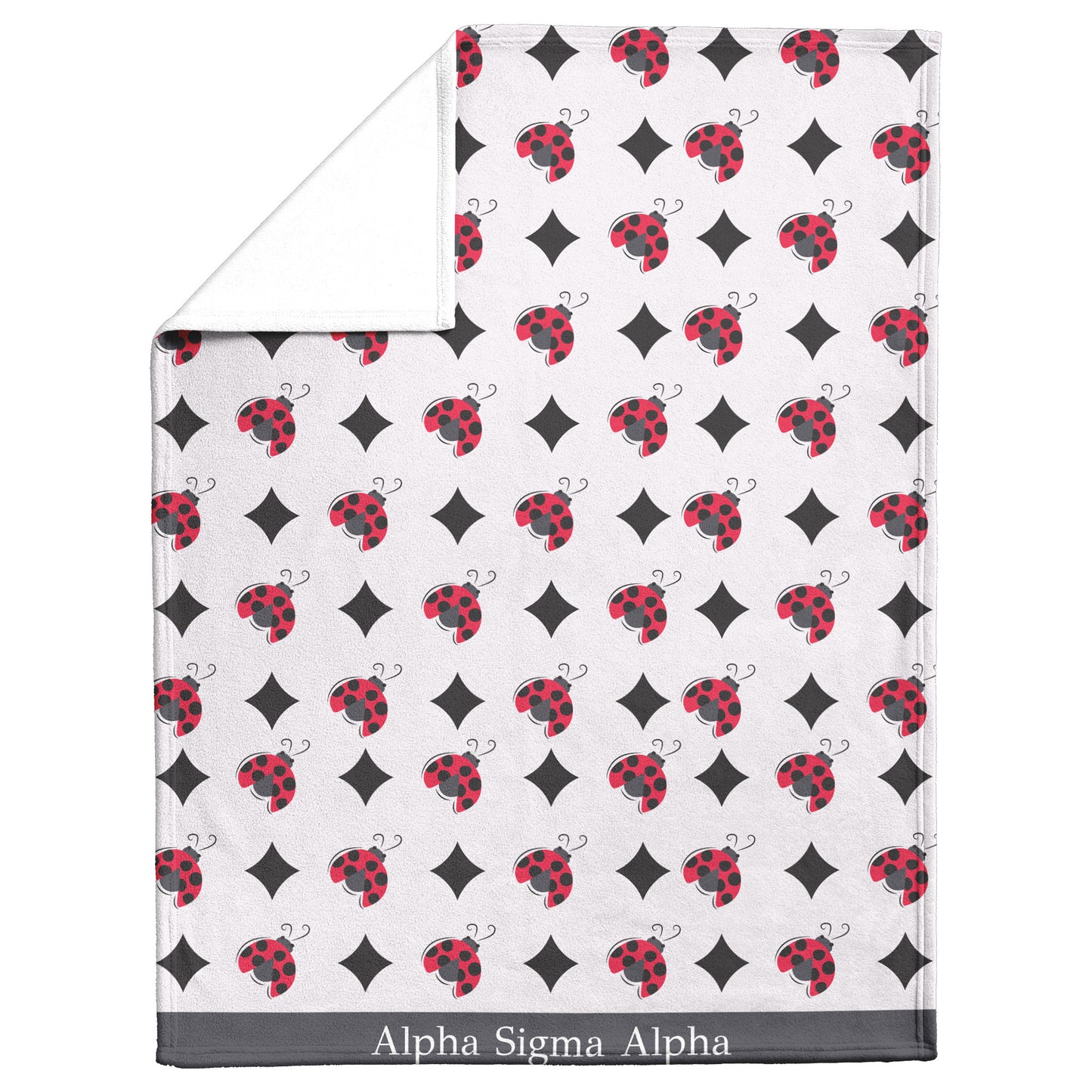 Alpha Sigma Alpha Sorority, Grey Ladybug Pattern, Fleece Blanket