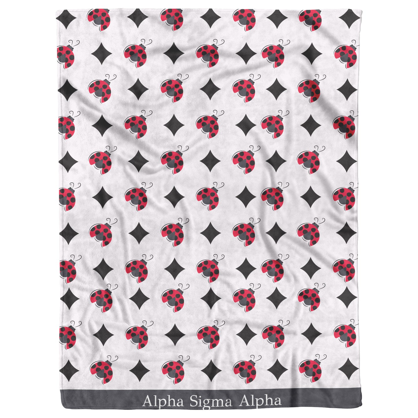Alpha Sigma Alpha Sorority, Grey Ladybug Pattern, Fleece Blanket