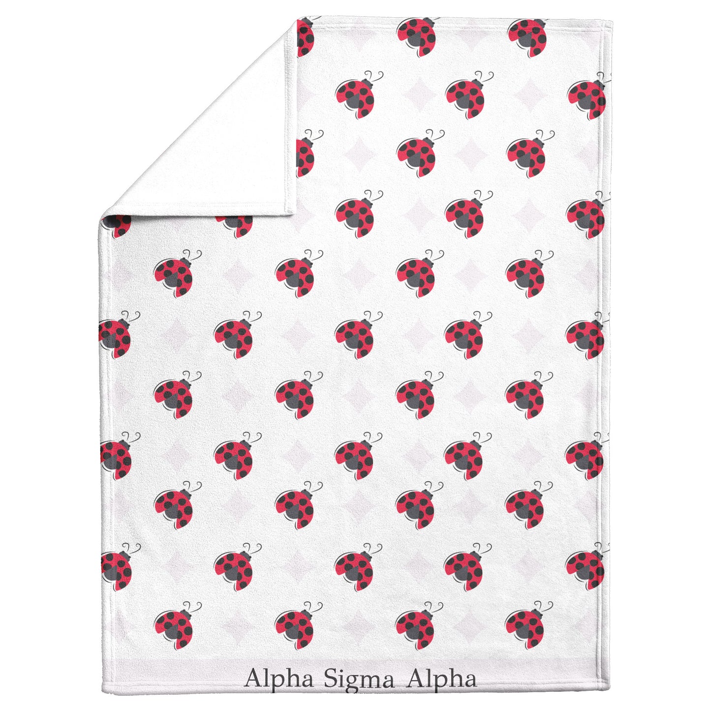 Alpha Sigma Alpha Sorority, Pearl White Ladybug Pattern, Fleece Blanket