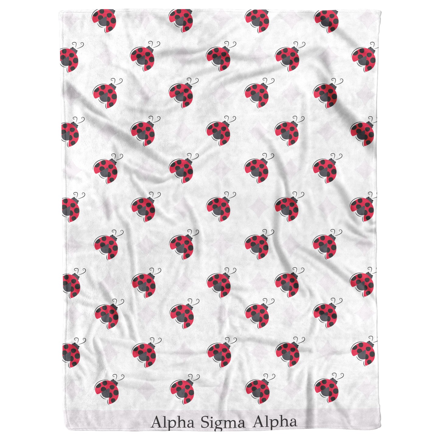 Alpha Sigma Alpha Sorority, Pearl White Ladybug Pattern, Fleece Blanket