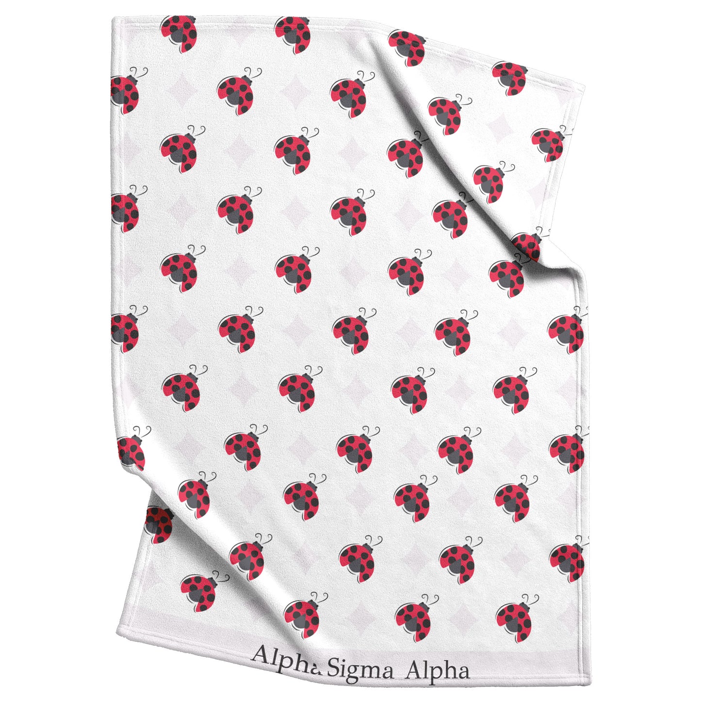 Alpha Sigma Alpha Sorority, Pearl White Ladybug Pattern, Fleece Blanket