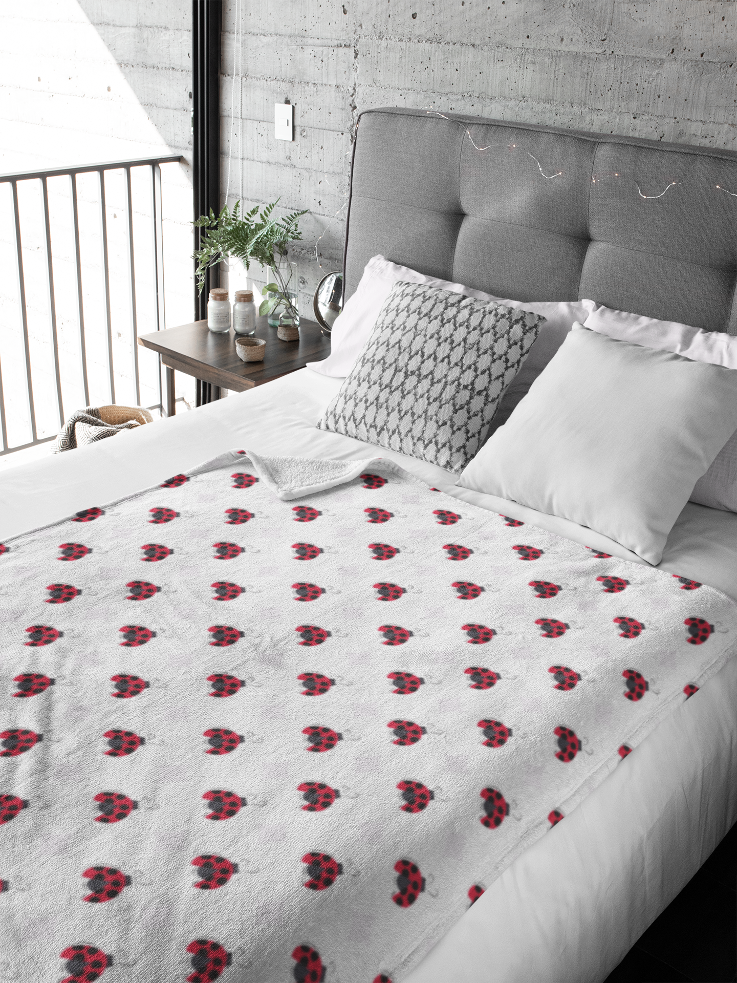 Alpha Sigma Alpha Sorority, Pearl White Ladybug Pattern, Fleece Blanket