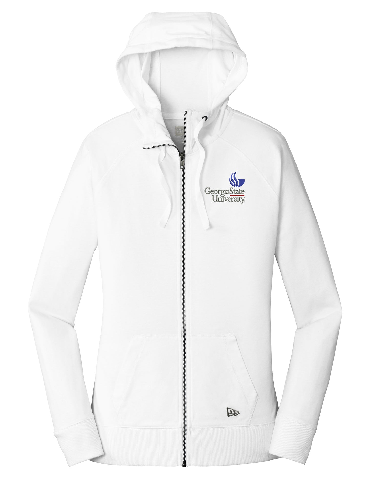 Georgia State University Ladies Sueded Cotton Blend Full-Zip Hoodie-White