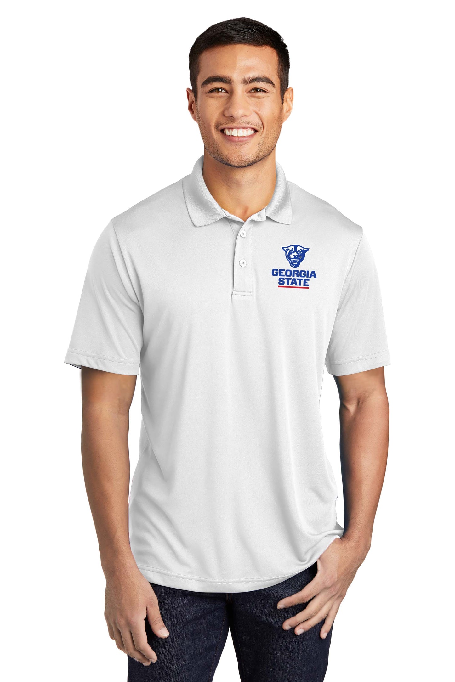 Georgia State Panthers Performance Embroidery Polo-White